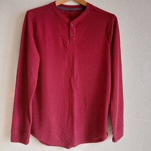 All In Motion  Men's Henley Shirt Red Long Sleeve 3 Button Small